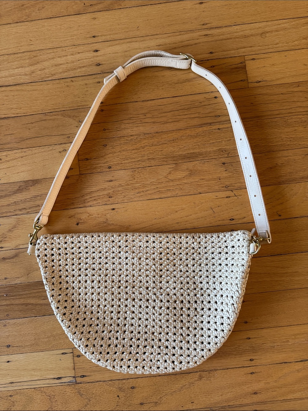 Clare V. Grande Fanny Cream Rattan Crossbody Bag - Picture 5 of 6